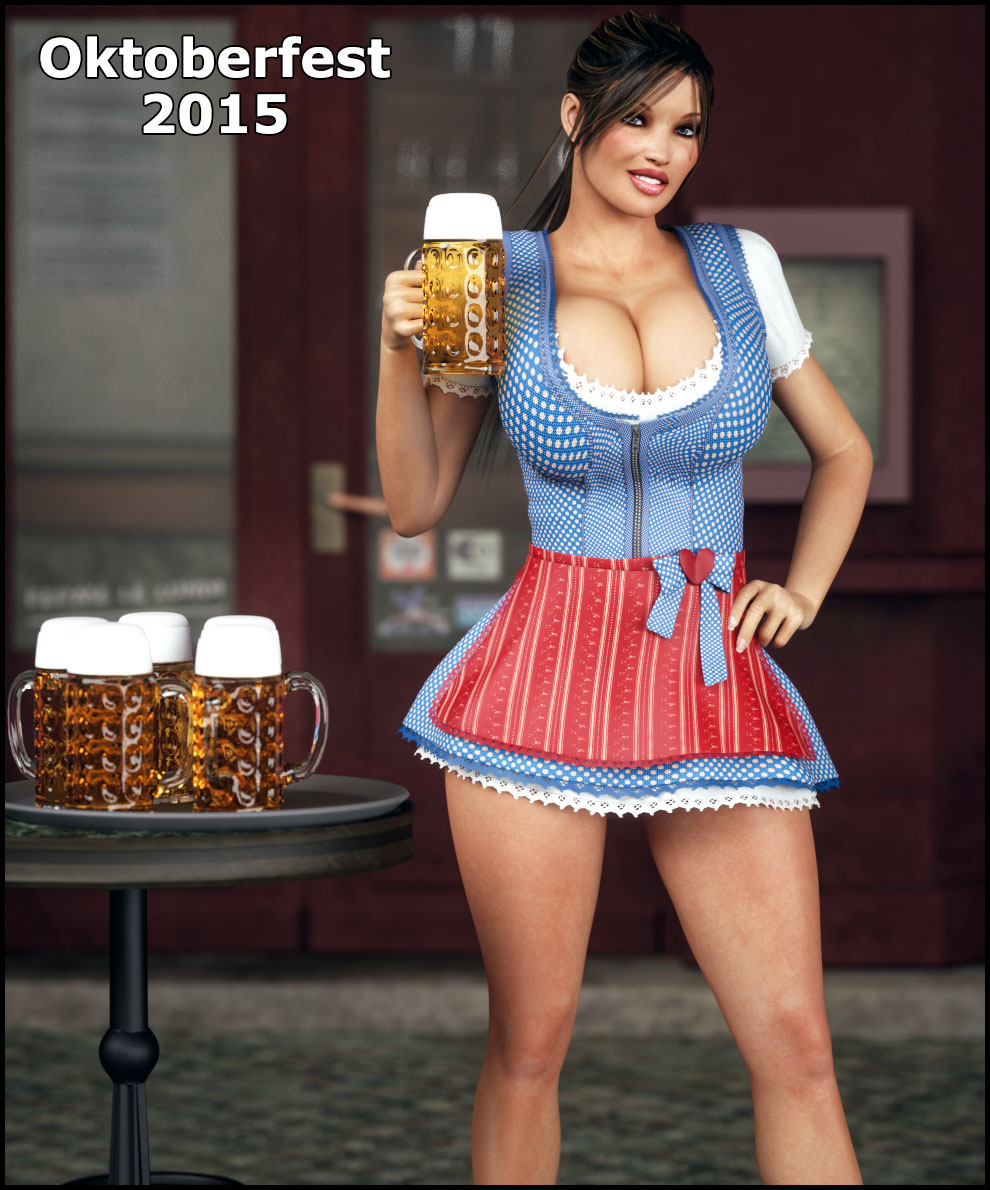 1girls, 2015, 3d, beer, big breasts, blackadder, blackadder3d, breasts, brown hair, bust, busty, cleavage, dirndl, dress, erotic-3d-art, female, gisella moretti, huge breasts, large breasts, legs, lips, lipstick, looking at viewer, oktoberfest, thick thighs, thighs, tracht