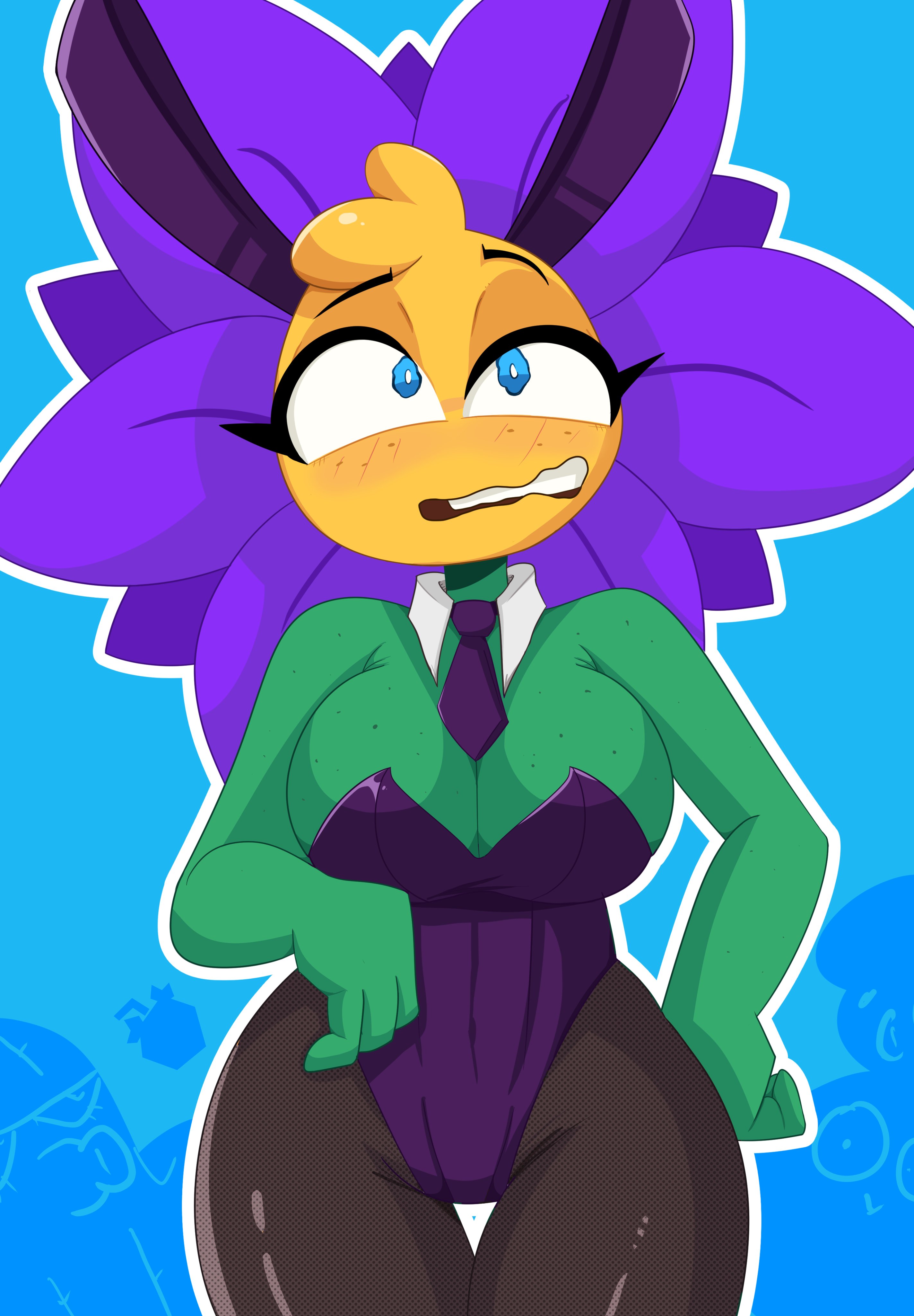 1girls, anthro, anthrofied, ass, ass focus, big breasts, breasts, bunny ears, female, flora fauna, lily (mckeyes), plant, plant girl, plant humanoid, plantie, plants vs zombies, plants vs. zombies, popcap games, pussy, rbismut, shrinking violet (pvz), tight clothing