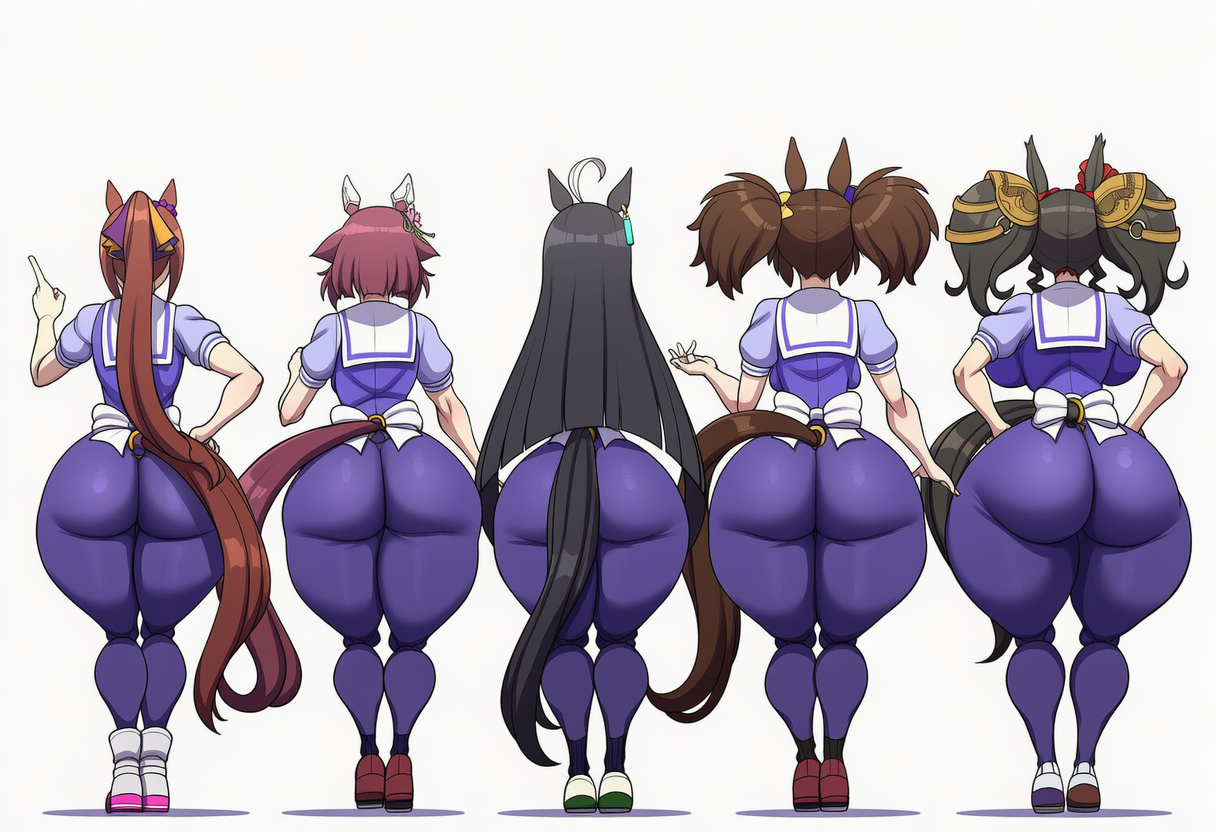 ai generated, ass chart, inari one (umamusume), manhattan cafe (umamusume), marvelous sunday (umamusume), novelai, sakura bakushin o (umamusume), sakura chiyono o (umamusume), umamusume, umamusume pretty derby