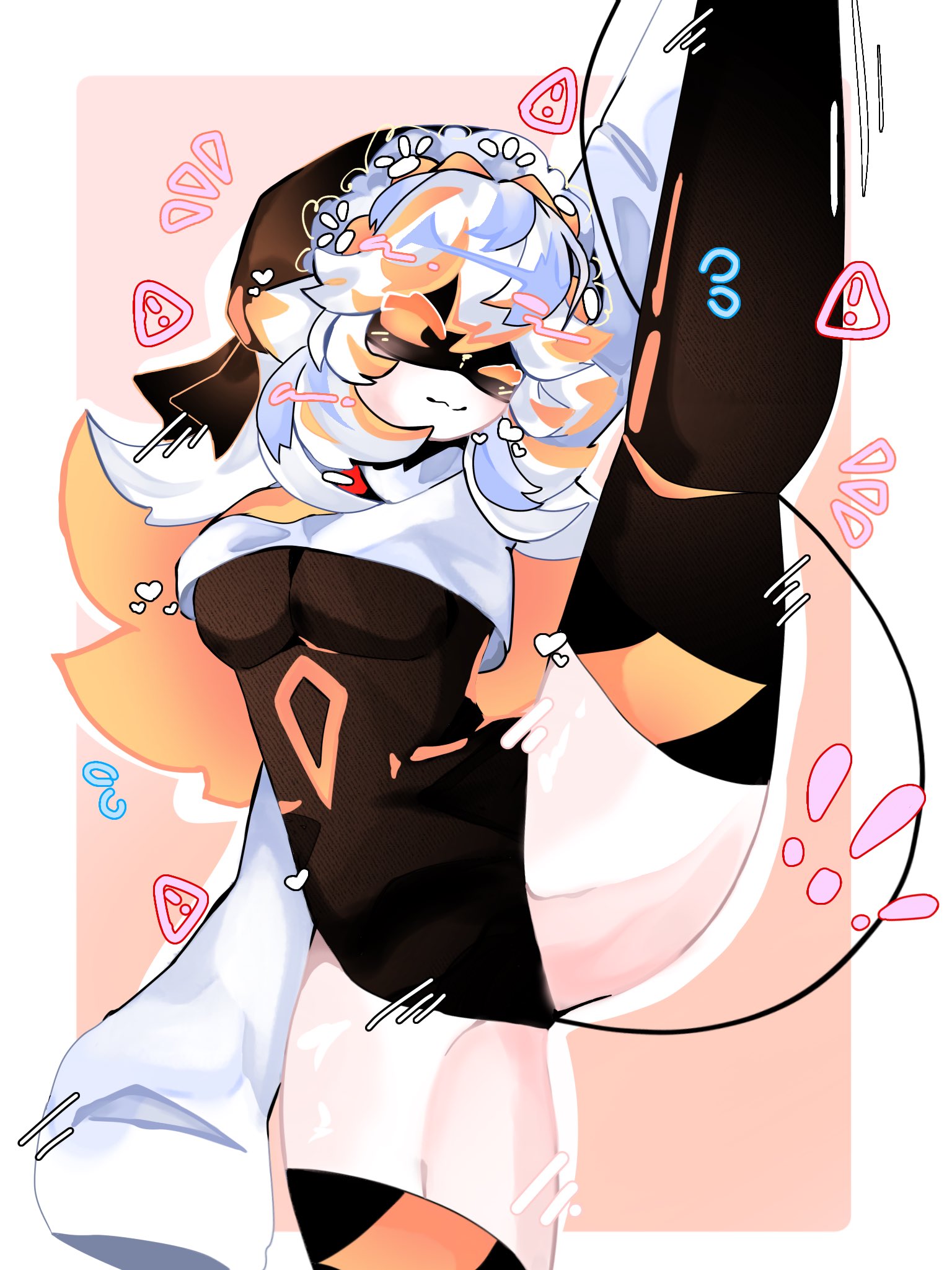 android girl, big breasts, cute, female, female only, leg up, murder drones, oc, stretching, sxpyyybxerrry