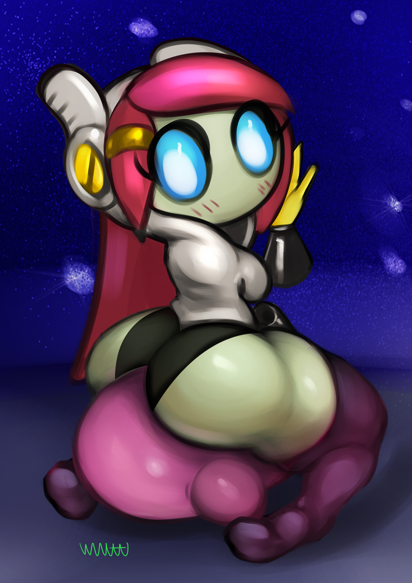 1girls, alien, facesitting, female, kirby, kirby (series), kirby planet robobot, kirby star allies, mouthless, mouthless female, pink hair, susanna patrya haltmann, susie (kirby)