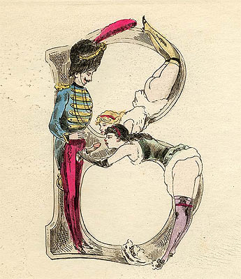 1880 1boy 1girls alphabet fine_art inanimate joseph_apoux pornographic_alphabet_(apoux) small_image straight_hair tagme text_porn