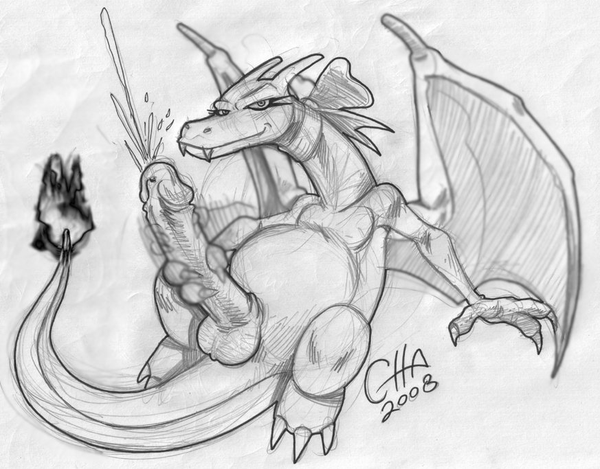 2008 charizard cum fire male male_only masturbation monochrome nintendo nude penis pokémon_(species) pokemon pokemon_(species) pokemon_rgby solo tail tail_fire