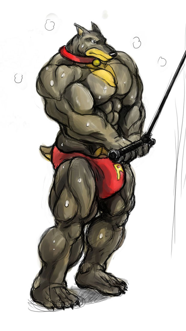 anthro blitz bulge canine clothing collar crotch_bulge dog fur male male_only mammal muscles road_rovers solo standing tagme topless