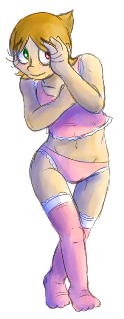 claus earthbound edit edited female female_only green_eyes mother_(game) mother_(series) mother_3 nintendo orange_hair panties pink_panties pink_shirt pink_stockings pose red_eye rule_63 shirt short_hair smile smiling stockings teenager unknown_artist white_skin young younger_female