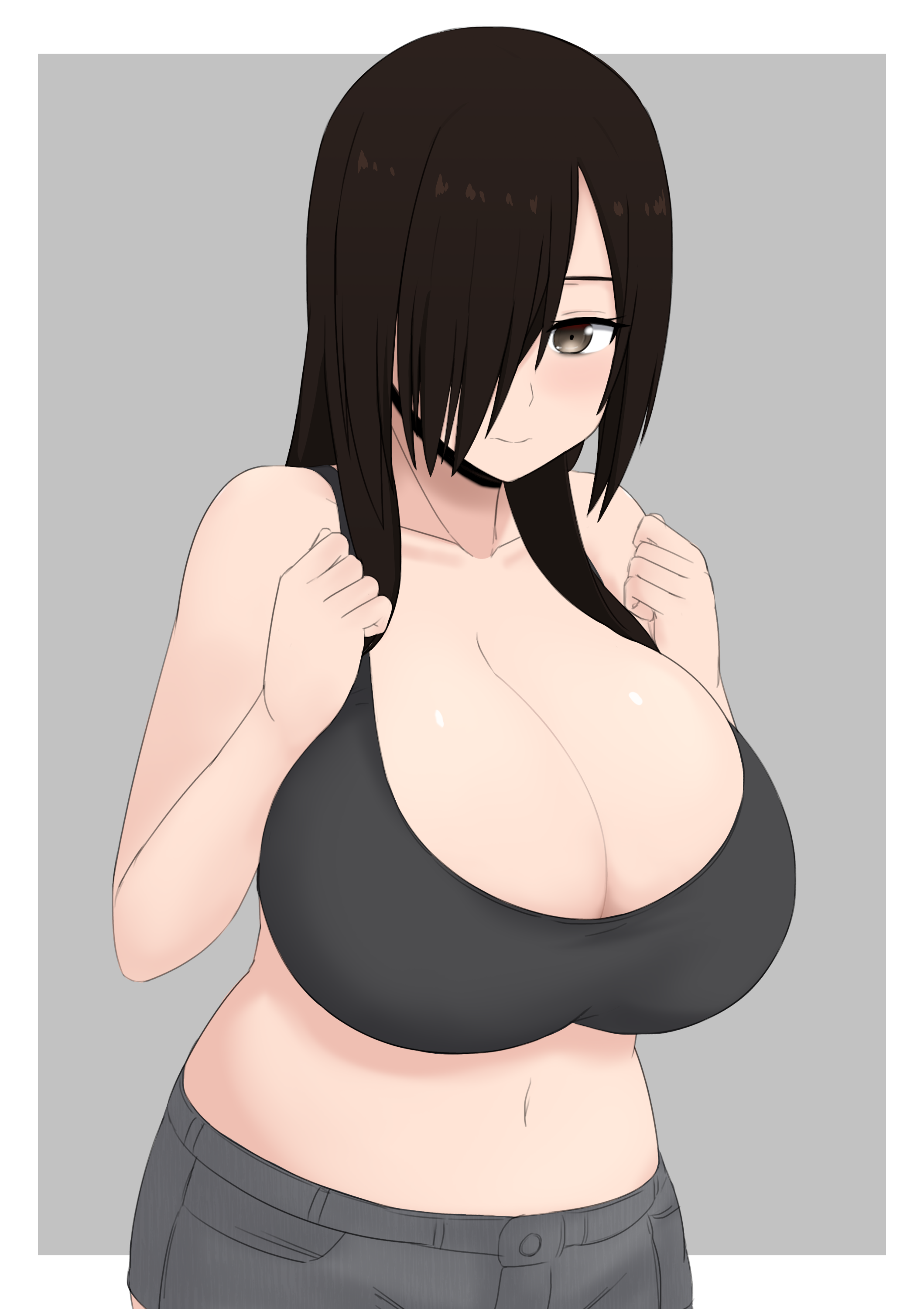 1girls, bra, breasts, cleavage, female, female only, huge breasts, looking at viewer, nao (ritsancrossover), solo
