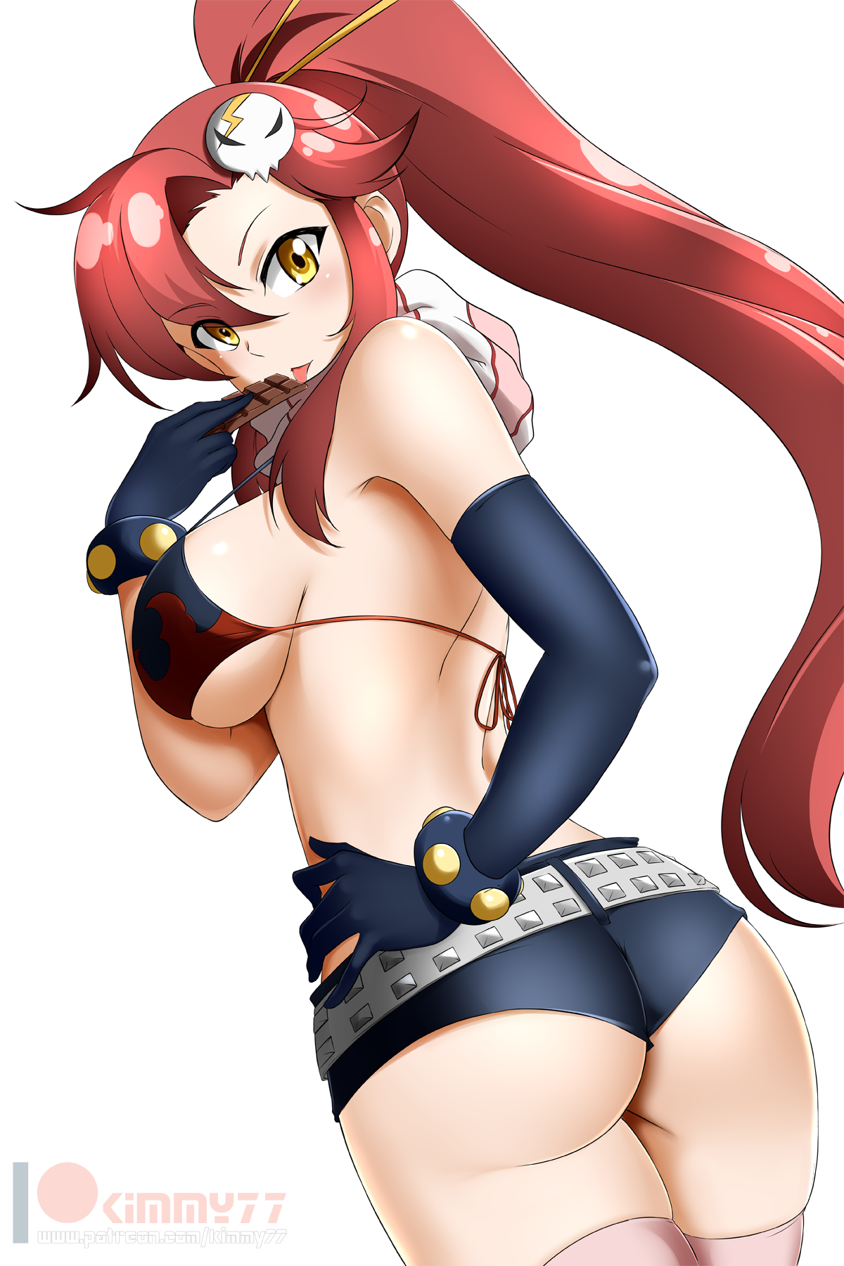 1girls, ass, big ass, big breasts, breasts, female, female only, kimmy77, large breasts, looking at viewer, looking back, solo, tengen toppa gurren lagann, yoko littner