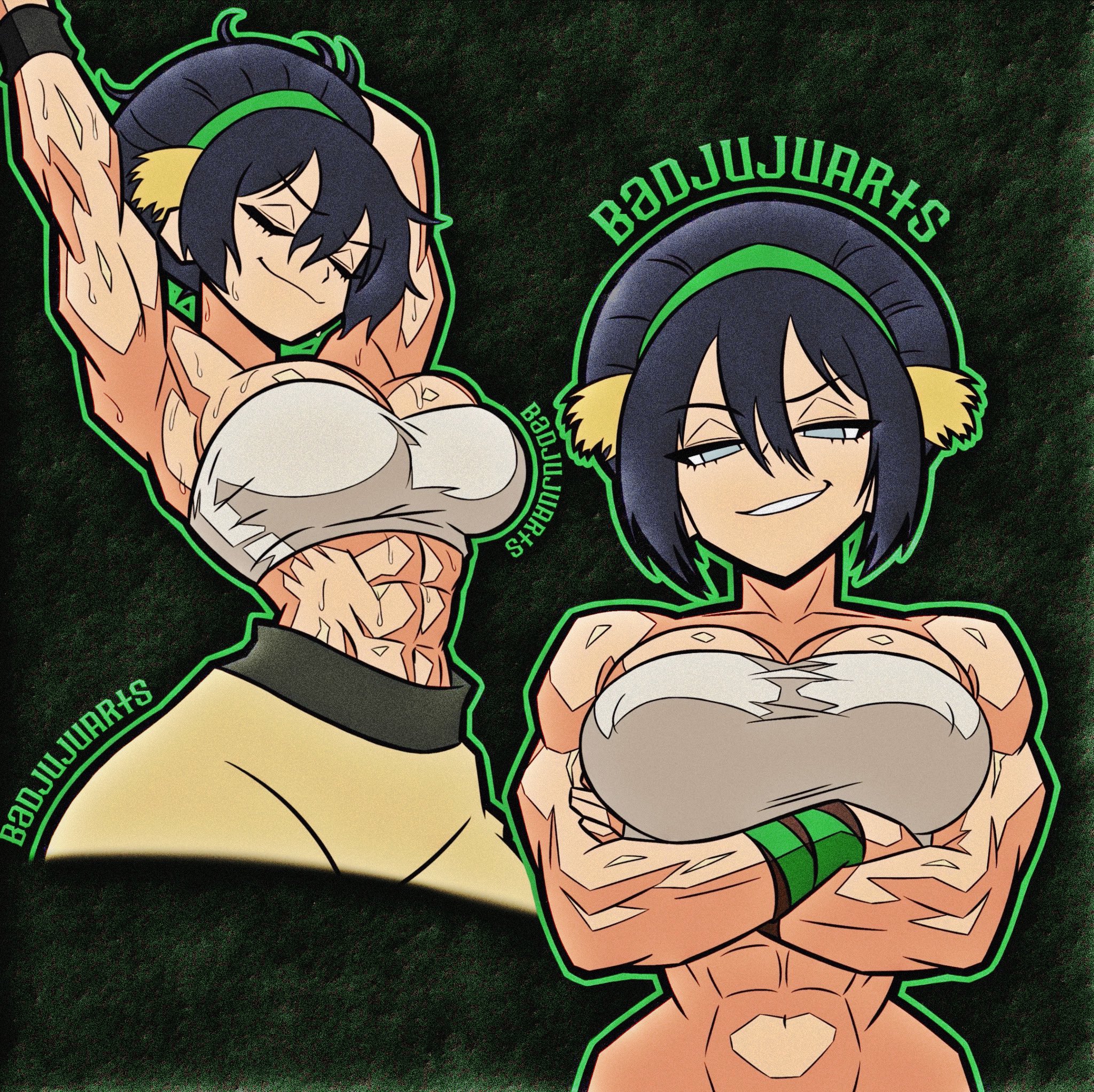 1girls, 2bad2juju, athletic, athletic female, avatar legends, avatar the last airbender, bad juju, badjujuarts, big breasts, blind, blind female, breasts, female, female focus, female only, fit, fit female, huge breasts, large boobs, large breasts, light skin, light-skinned female, looking down, looking down at viewer, nickelodeon, nicktoons, solo, solo female, solo focus, the legend of aang, thick thighs, thighs, toned, toned female, toph bei fong
