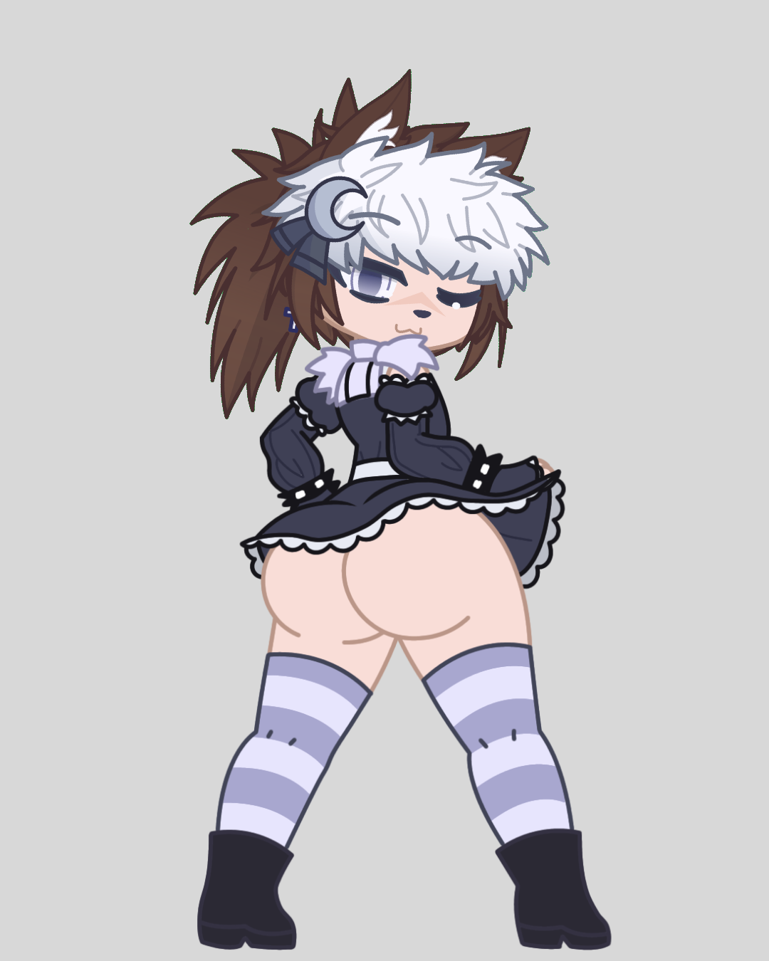 accurate art style, ass, ass focus, big ass, cringe, femboy, from behind, gacha, gacha life, karolfemuwu, maid outfit, original character, thick thighs