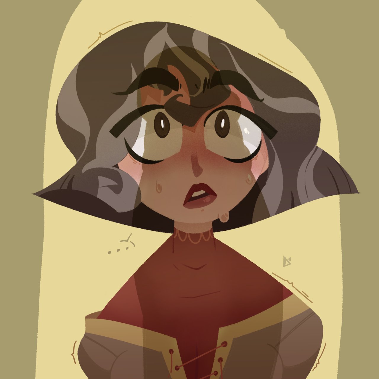 black hair, cassandra (tangled), clothing, disney, disney channel, female, ickleseed, male, penis, penis awe, penis shadow, scared, speech bubble, sweat, sweatdrop, tangled, tangled: the series, white female
