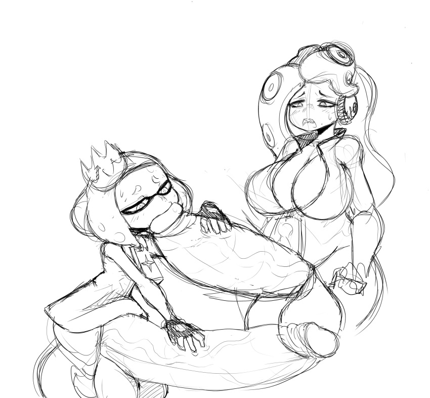 2futas, big breasts, blowjob, fellatio, futa on futa, futanari, huge breasts, huge cock, inkling, inkling girl, marina (splatoon), octoling, octoling girl, off the hook (splatoon), pearl (splatoon), source request, splatoon, splatoon (series), splatoon 2, starykrow, stroking penis, sucking, sucking penis