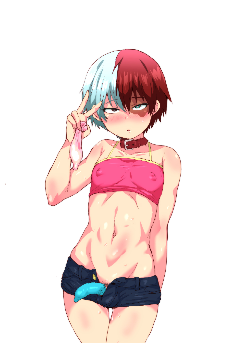 crossdressing, femboy, girly, male, male focus, male only, my hero academia, shikiso, shouto todoroki, sissy