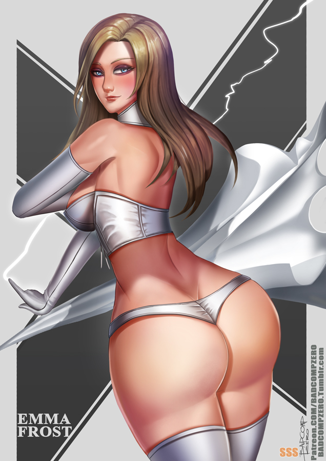 ass, badcompzero, big ass, big breasts, blonde hair, blue eyes, breasts, emma frost, female, female only, long hair, marvel, marvel comics, mature, mature female, solo, solo female, solo focus, superheroine, white queen, x-men