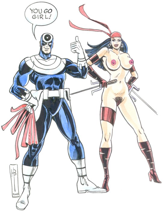 bullseye_(marvel) daredevil_(series) elektra_natchios female male marvel marvel_comics sai_(weapon) straight_hair tagme weapon