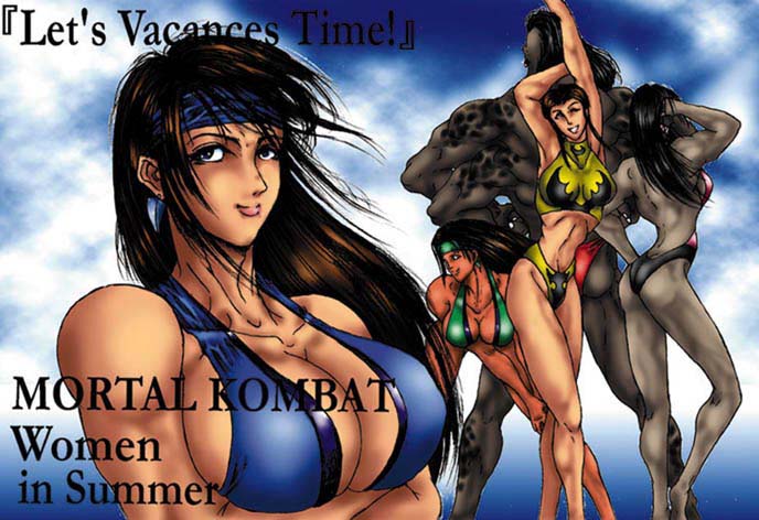 2d 4girls artist_request bikini dark-skinned_female dark_skin female female_only jade_(mortal_kombat) kitana klassic_kitana mileena monster_girl mortal_kombat mortal_kombat_2 mortal_kombat_3 multiple_girls netherrealm_studios sheeva shokan swimsuit tanya_(mortal_kombat)