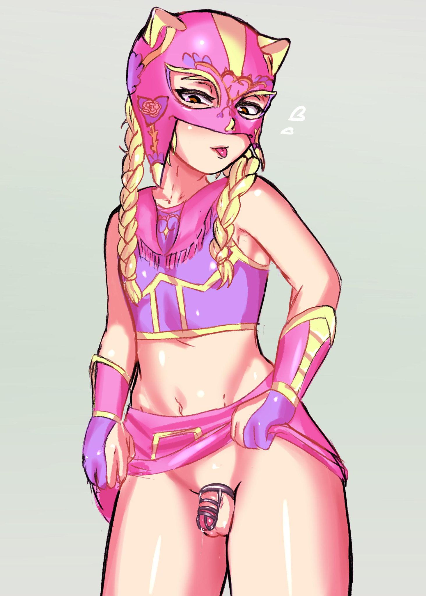 1boy, bad id, bad twitter id, balls, blonde hair, chastity, chastity cage, chastity device, crossdressing, femboy, flat chest, flat chested, fofy, gay, girly, human, kaf3art, light skin, luchador, luchador mask, male, male chastity, male only, malesub, mask, masked, masked male, otoko no ko, otokonoko, penis, sissy, small penis, solo, solo male, submissive male, thick thighs, trap, white skin, wrestler, wrestling, wrestling mask, wrestling outfit