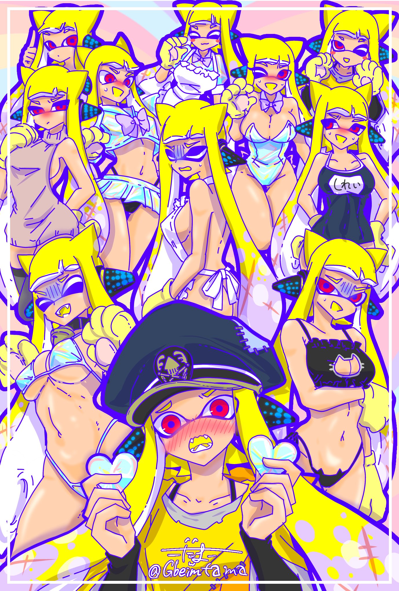 1girls agent_3_(splatoon) agent_3_(splatoon_3) apron apron_only artist_name backless_outfit bare_shoulders bell_collar beret big_breasts blush bottomless bow bowtie breasts bunnysuit cat_ear_panties cat_ears cat_keyhole_bra cat_lingerie cat_paws catgirl choker closed_eyes clothed collar crop_top daten_route detached_collar embarrassed embarrassed_female erect_nipples erect_nipples_under_clothes fangs frilled_apron gbeimtama half-closed_eyes hand_on_hip hands_on_hips hat headphones hips leotard light-skinned_female looking_at_viewer maid maid_uniform multiple_views naked_apron navel nintendo one-piece_swimsuit open_mouth panties pointy_ears red_eyes school_swimsuit school_uniform skirt solo solo_female splatoon splatoon_3 sweater swimsuit swimwear thighhighs thong tired twintails upskirt virgin_killer_sweater watermark wink yellow_hair