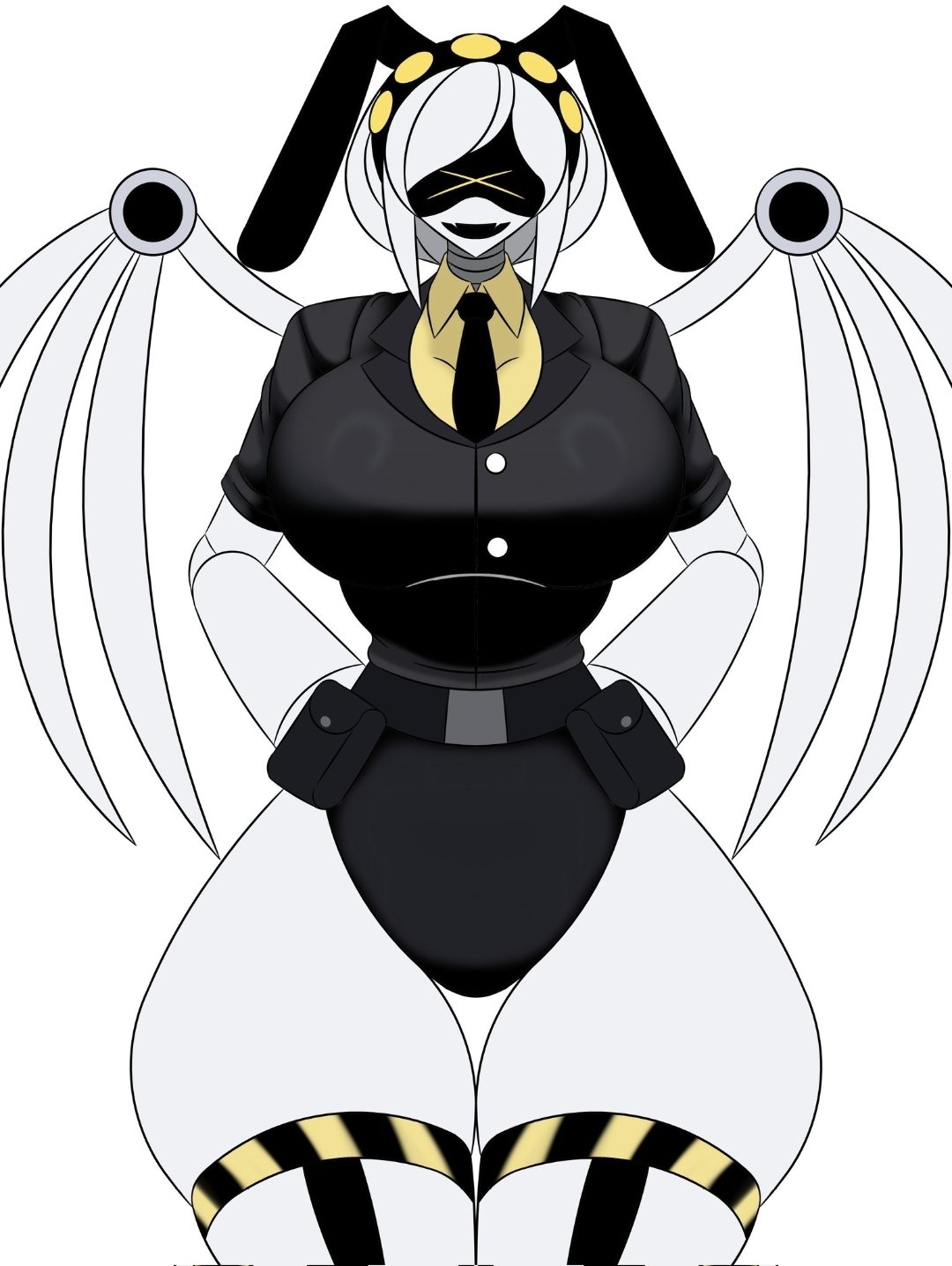 1girls, 2d, delete alliance, female, female only, humanoid, j (murder drones), murder drones, robot, robot girl, robot humanoid, screen face, simple background, solo, tagme, white hair