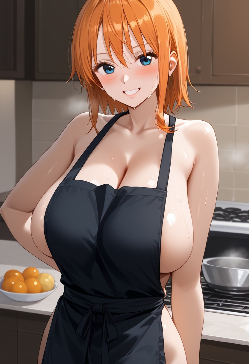 apron apron_only black_apron
ai_generated female female_only kennji nami nami_(one_piece) one_piece tagme