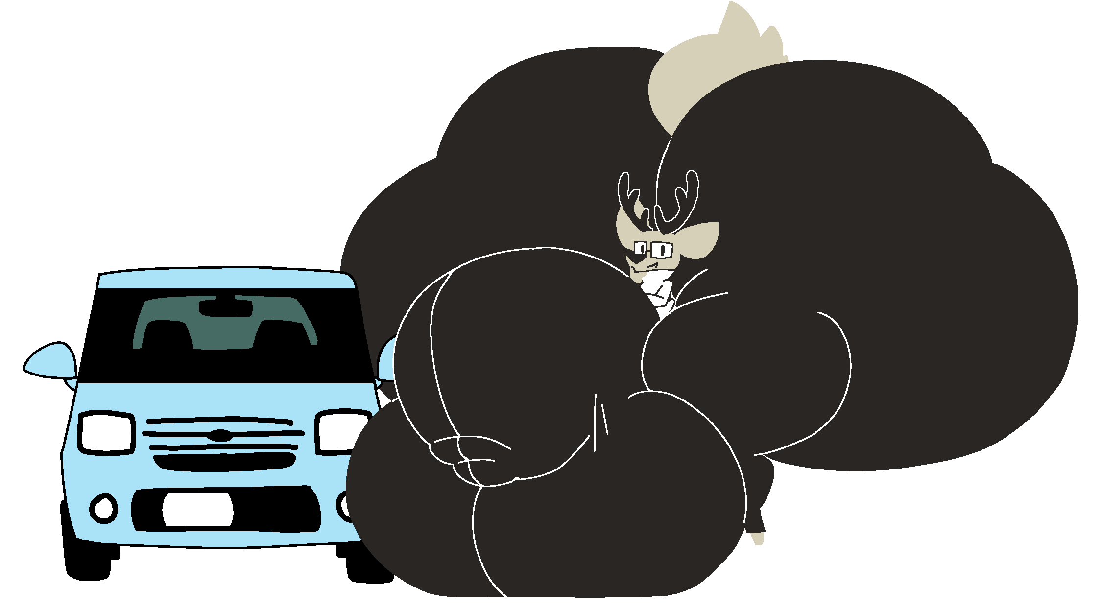 1boy absurd_res anthro antlers ass_bigger_than_body bottom_heavy bulge_through_clothing bulge_under_clothes car daihatsu deer eckobun featureless_feet glasses hi_res huge_ass huge_bulge huge_butt huge_cock hyper hyper_ass hyper_balls hyper_bottom_heavy hyper_bulge hyper_butt hyper_penis hyper_thighs impossible_clothes kakukaku_shikajika lineless meat_wall_(body_type) mob_face simple_background turtleneck white_background wide_hips