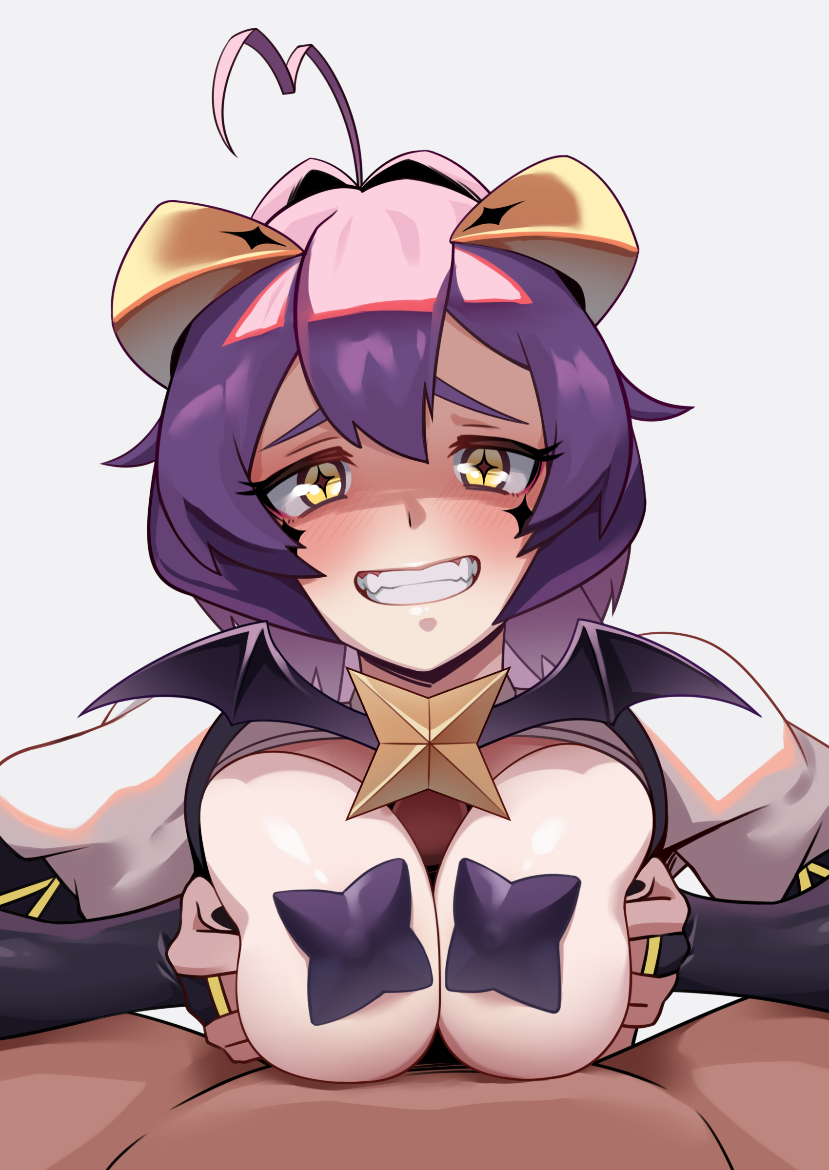 1boy, breasts, hiiragi utena, magia baiser, mahou shoujo ni akogarete, male, male pov, paizuri, pasties, pov, sinx, smile, tagme