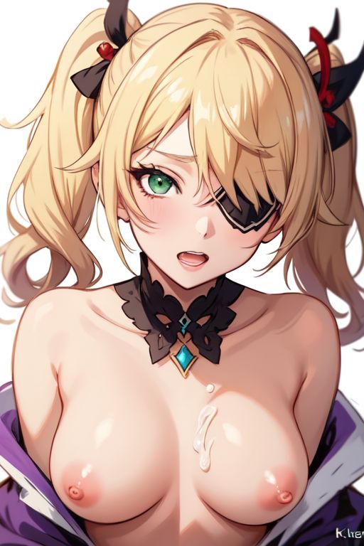 ai_generated blonde_female blonde_hair female fischl_(genshin_impact) genshin_impact girl green_eyes naked nude nude_female