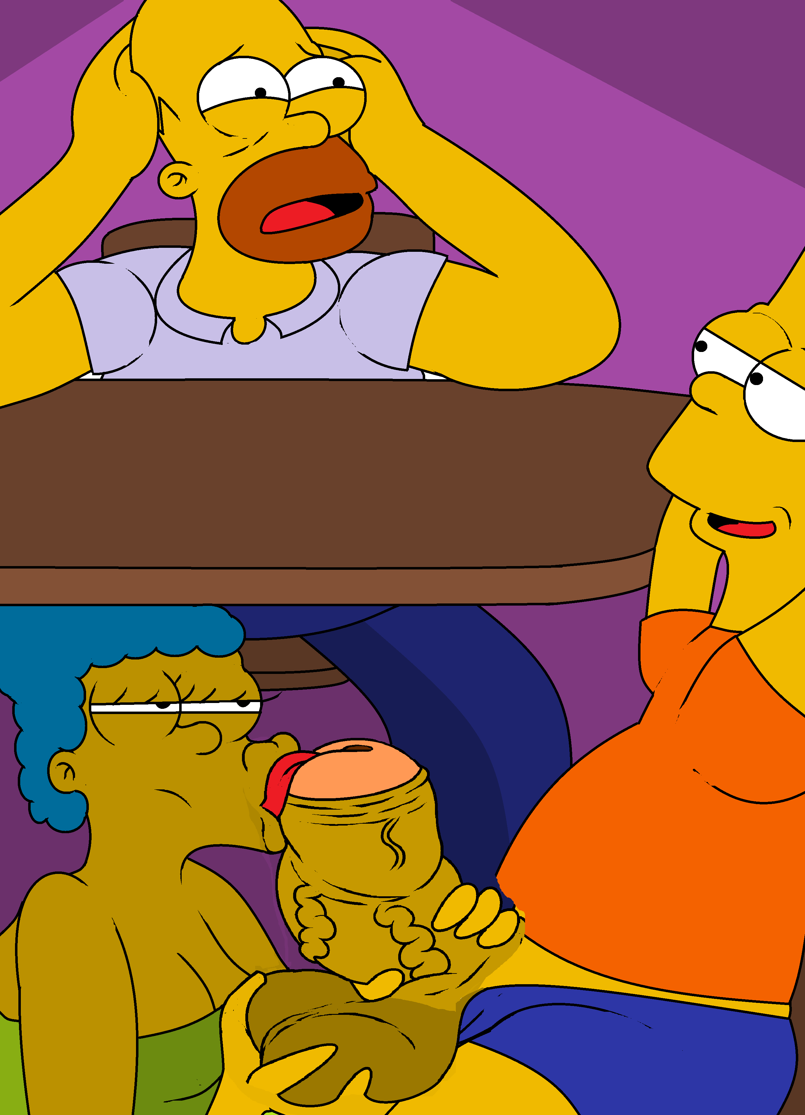 20th_century_fox 20th_century_studios bart_simpson big_balls big_dick big_penis blowjob cheating cuckold fat_cock hair_blue homer_simpson humiliation incest marge_simpson mom_and_son the_simpsons