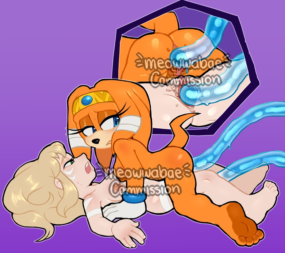 2girls ass blonde_hair blue_tentacles breasts chaos_(sonic) clenched_teeth female female_only from_behind furry human lesbian meowwabae nipples open_mouth penetration pussy sega sex soles sonic_(series) sonic_adventure sonic_the_hedgehog_(series) spread_legs tentacle tentacle_sex tikal_the_echidna translucent_tentacles tribal_markings underwear vaginal vaginal_insertion vaginal_penetration vaginal_sex watermark yuri