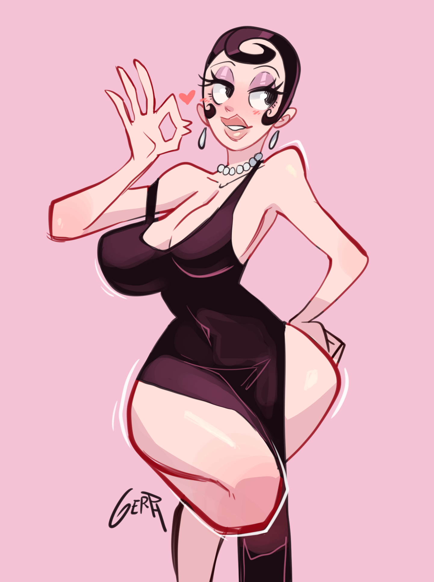 1girls, agent honeydew, big breasts, breasts, cleavage, dexter's laboratory, female, female only, gerph, large breasts, solo