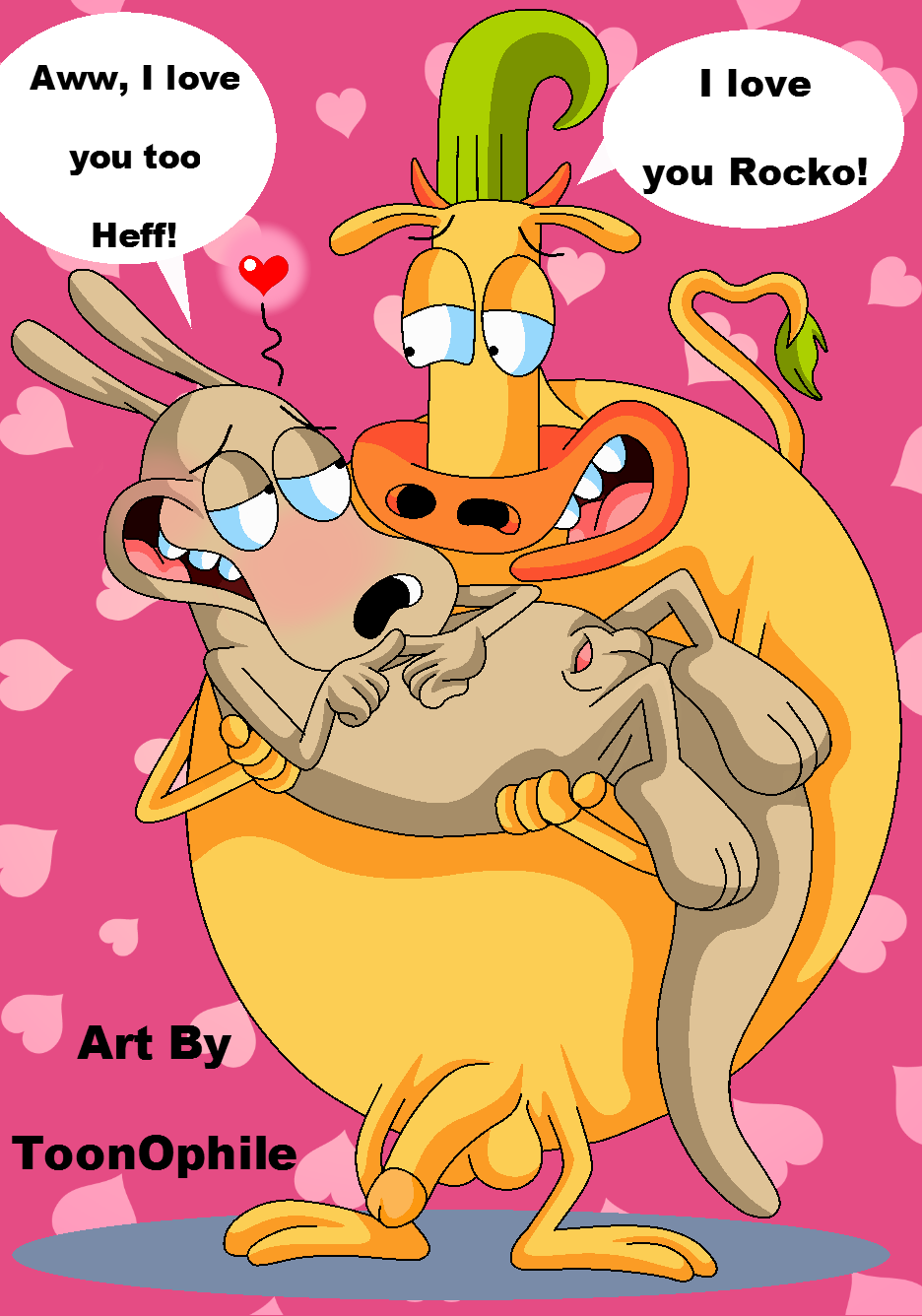 2boys balls dialogue flaccid gay hearts heffer_wolfe holding interspecies male_only naked nickelodeon non-human non-human_only nudity penis rocko rocko's_modern_life romantic sheath toonophile toony