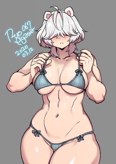 1girls, abs, big breasts, breasts, cleavage, female, female only, hair over eyes, large breasts, ryo agawa, solo, thick thighs, wide hips