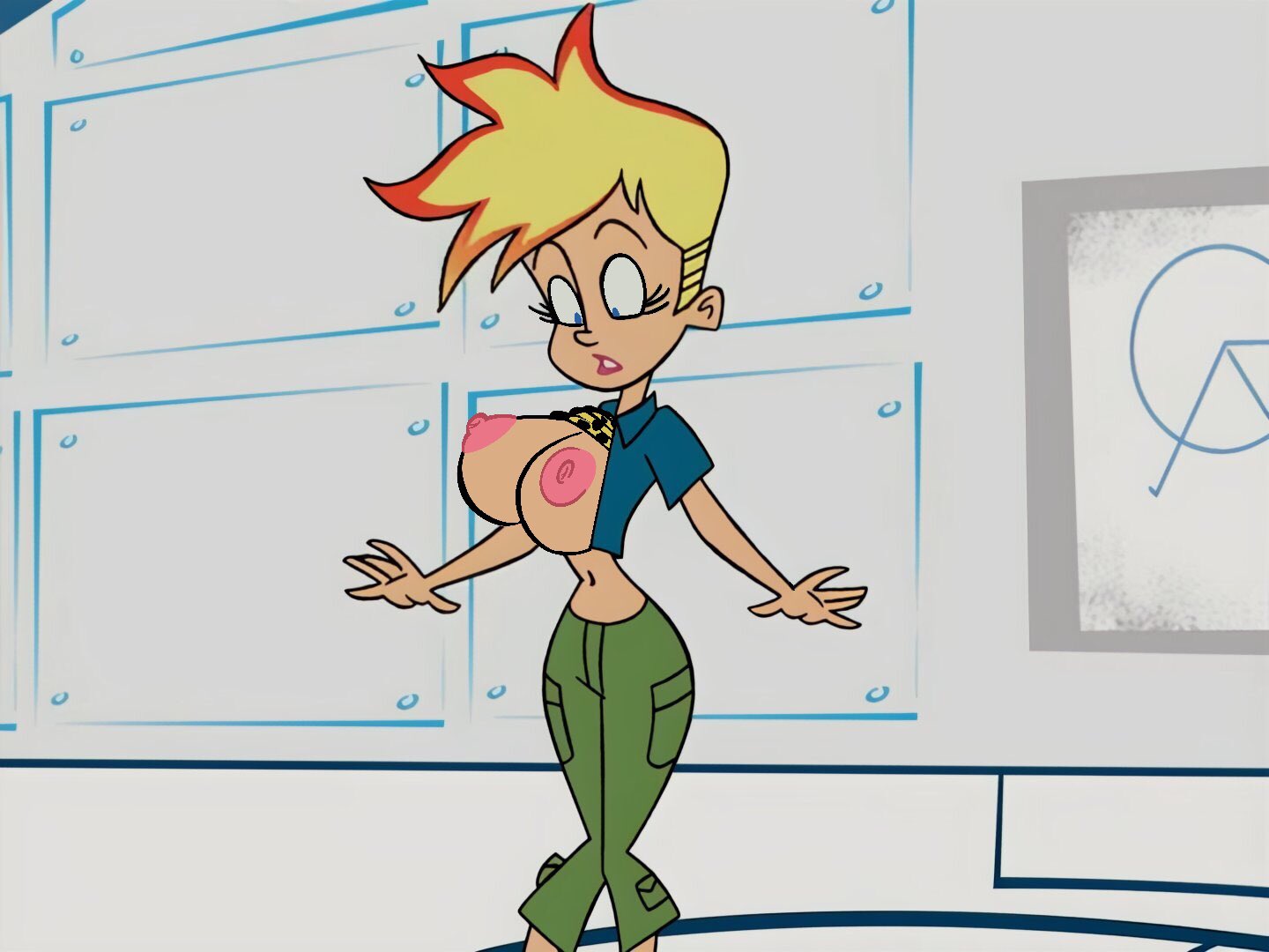 1girls, alternate version available, artist request, ass, big breasts, bimbo, blonde hair, blue eyes, breasts, busty, cameltoe, canon genderswap, cartoon network, cleavage, curvy, edit, erect nipples, eyelashes, female, genderswap, genderswap (mtf), huge areolae, huge ass, jenny test, johnny test, johnny test (series), lipstick, nipples, orange hair, puffy nipples, pussy, red hair, rule 63, screenshot, screenshot edit, short hair, teenager, thick lips, voluptuous, wide hips