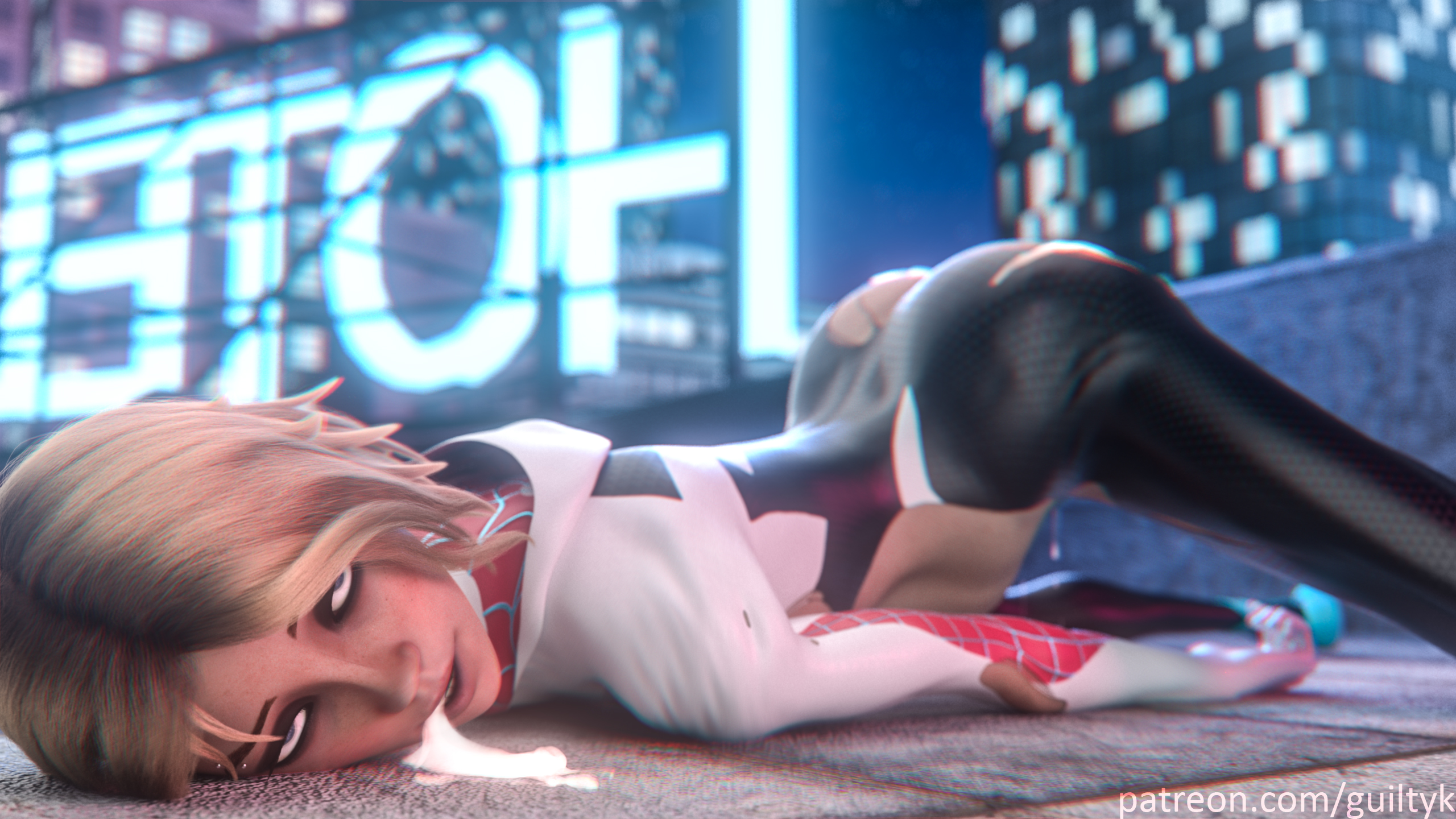 1girls, 3d, after sex, ahe gao, areolae, ass, asymmetrical hair, athletic, big breasts, blonde hair, blue eyes, bodysuit, breasts, breasts out, broken rape victim, buckteeth, clitoris, cum, cum in mouth, exhausted, eyebrow piercing, eyelashes, female, fit, fit female, guiltyk, gwen stacy, gwen stacy (spider-verse), helpless, hourglass figure, knocked out, leaking, marvel, marvel comics, mind break, navel, nipples, passed out, patreon, piercing, pussy, rolling eyes, short hair, solo, spider-gwen, spider-man (series), spider-man: into the spider-verse, text, url, used, watermark, wet, wide hips