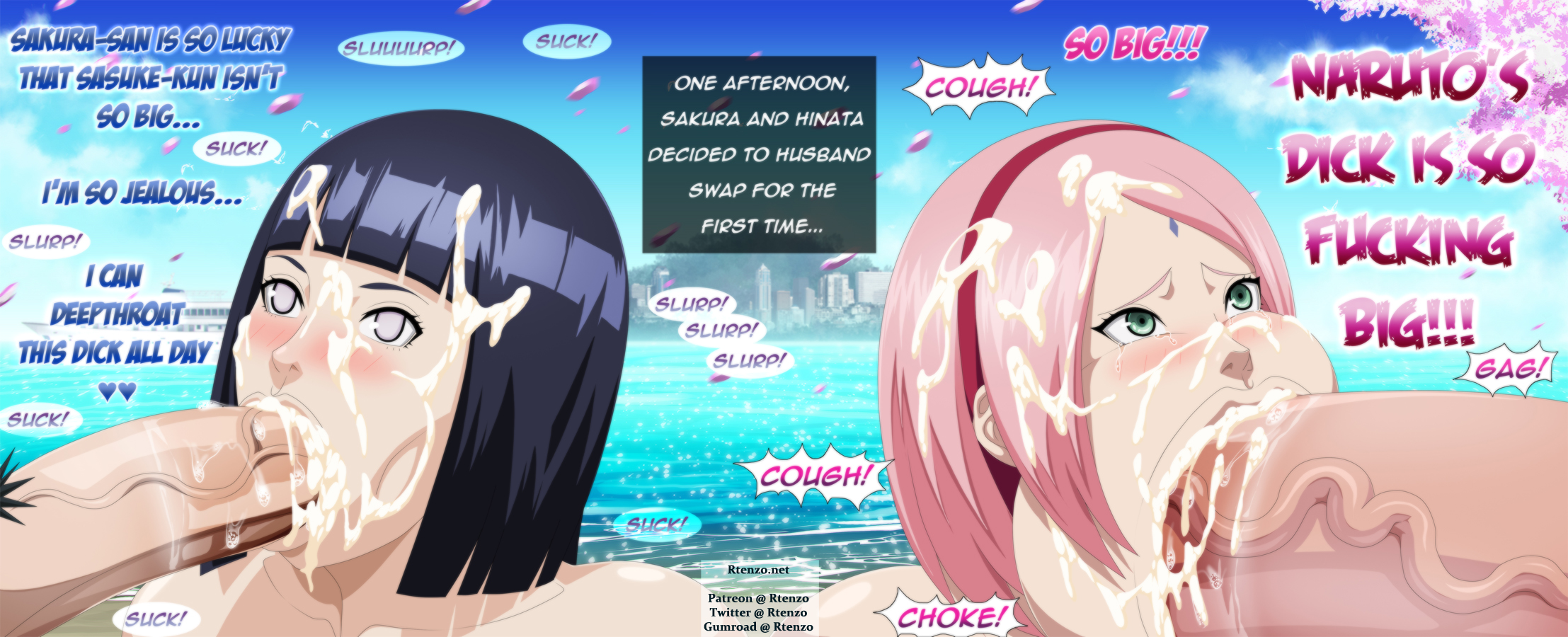 2boys, 2girls, big penis, blue eyes, blue hair, boruto: naruto next generations, deepthroat, dialogue, drool, drooling, ero-enzo, fellatio, female, green eyes, haruno sakura, huge cock, huge penis, hyuuga hinata, jealous, long penis, male, naruto, naruto (series), naruto shippuden, netorare, ntr, open mouth, oral, penis, pink hair, rtenzo, sakura haruno, sasuke uchiha, short hair, sucking, text, uchiha sakura, uchiha sasuke, uzumaki hinata, uzumaki naruto