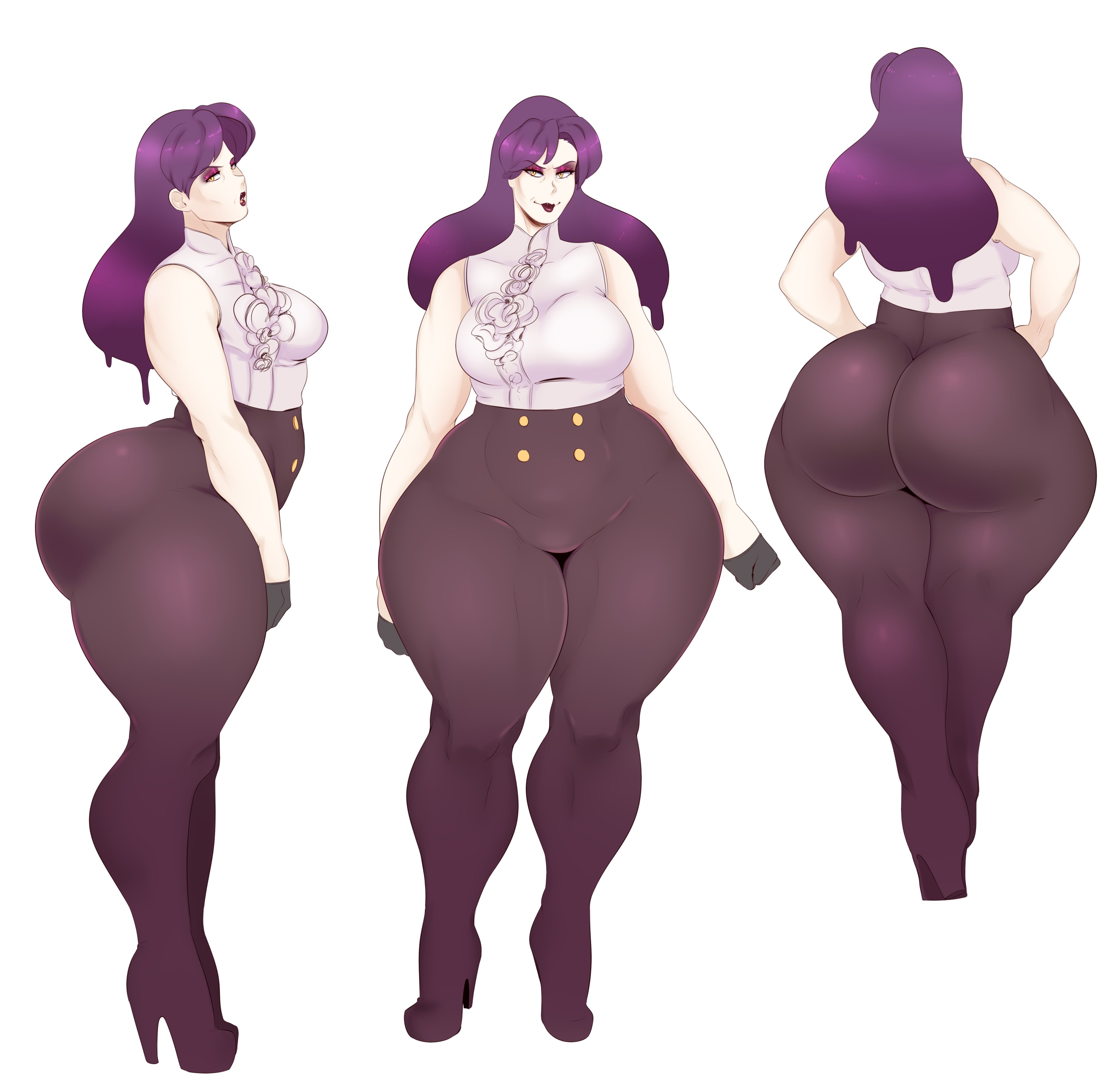 1girls, ass, big breasts, bottom heavy, breasts, cleavage, female, female only, high heels, huge ass, large breasts, mara (sundown), original, pale skin, solo, solo female, sunnysundown, thick thighs, wide hips