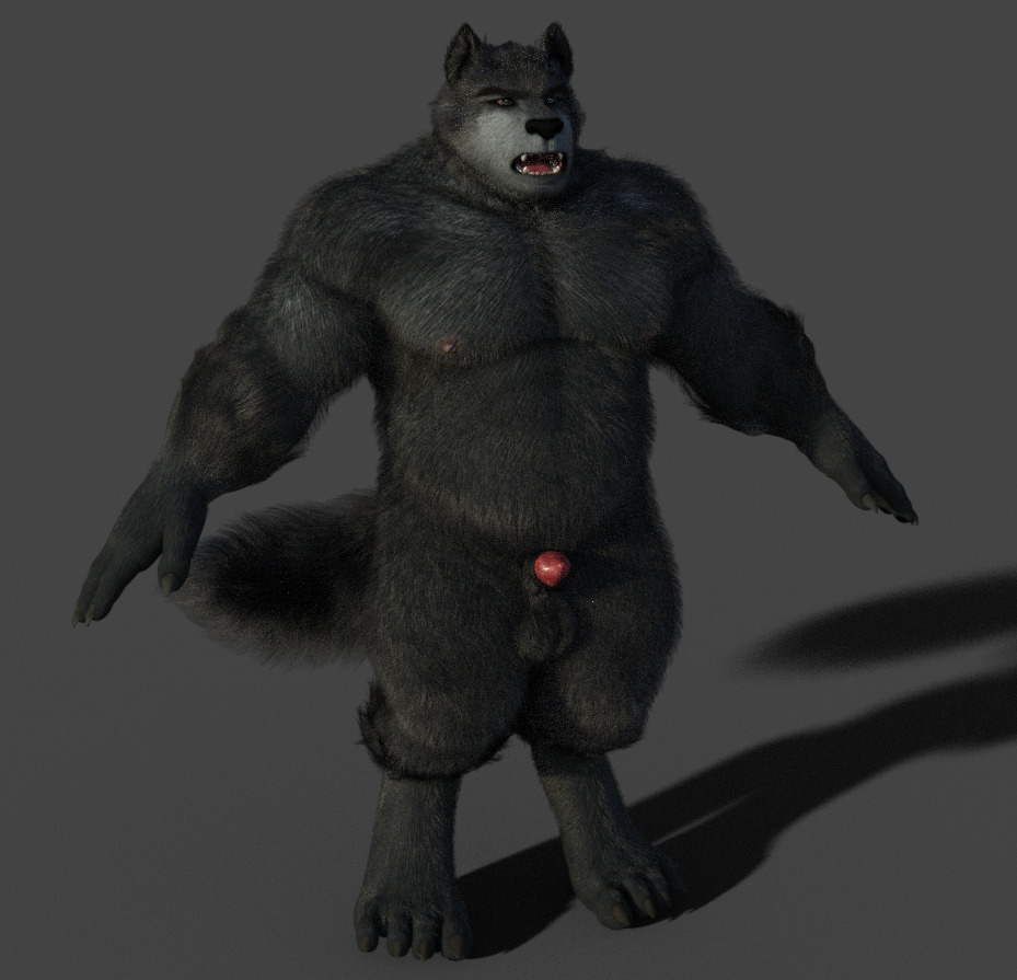 ad-games anthro bara male male_only muscles nude penis solo wolf