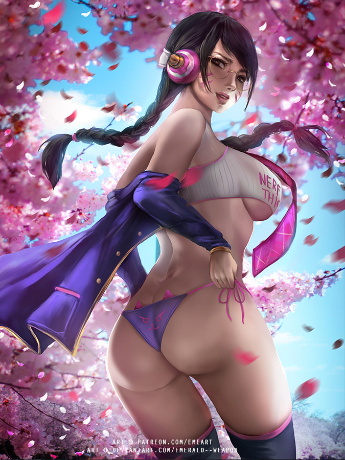 1girls, academy d.va, alternate costume, ass, d.va, emerald weapon (artist), female, female only, looking at viewer, overwatch, solo