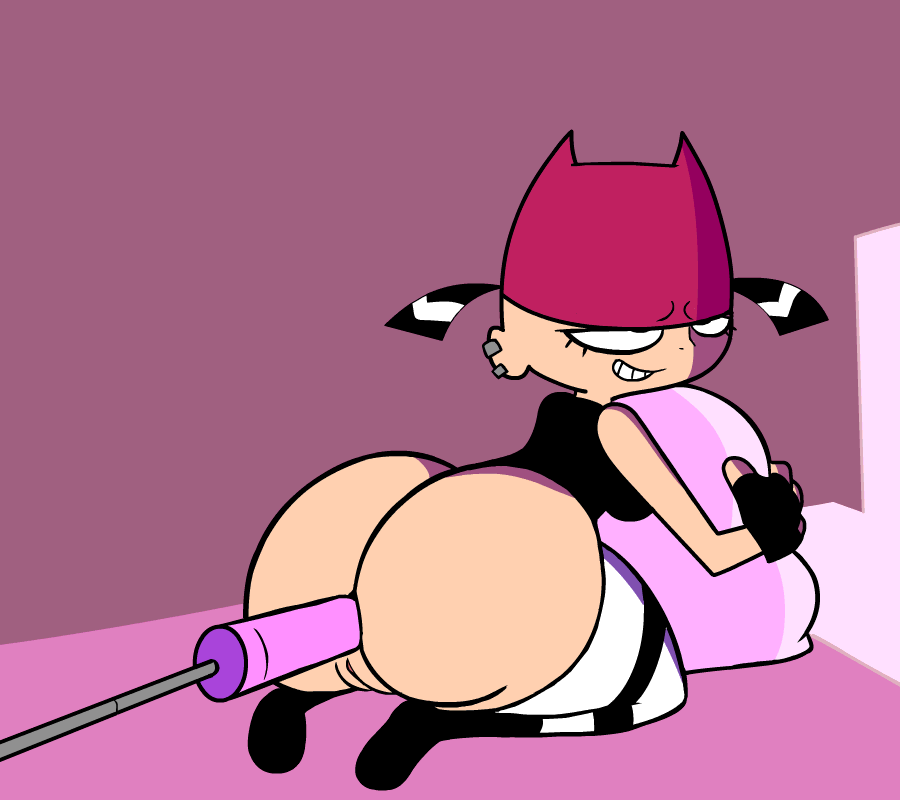 anal, anal insertion, animated, ass, bubble ass, bubble butt, clothing, dildo, earrings, fat ass, female, fucking machine, huge ass, masturbation, my life as a teenage robot, nickelodeon, pillow hug, pleasure face, pussy, scrabble007, sex machine, socks, tiff crust