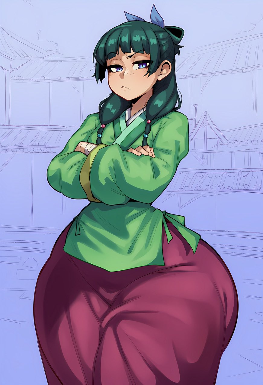 1girls, ai generated, ass, ass focus, back view, big ass, big butt, bottomless, butt focus, curvaceous, curvaceous ass, curvaceous female, curvaceous figure, curvaceous hips, curvaceous thighs, female, female only, green hair, kusuriya no hitorigoto, maomao (kusuriya no hitorigoto), shiny skin, shortstack, thick ass, thick hips, thick legs, thick thighs, thighhighs, thighs, wide ass, wide hips, wide spread legs
