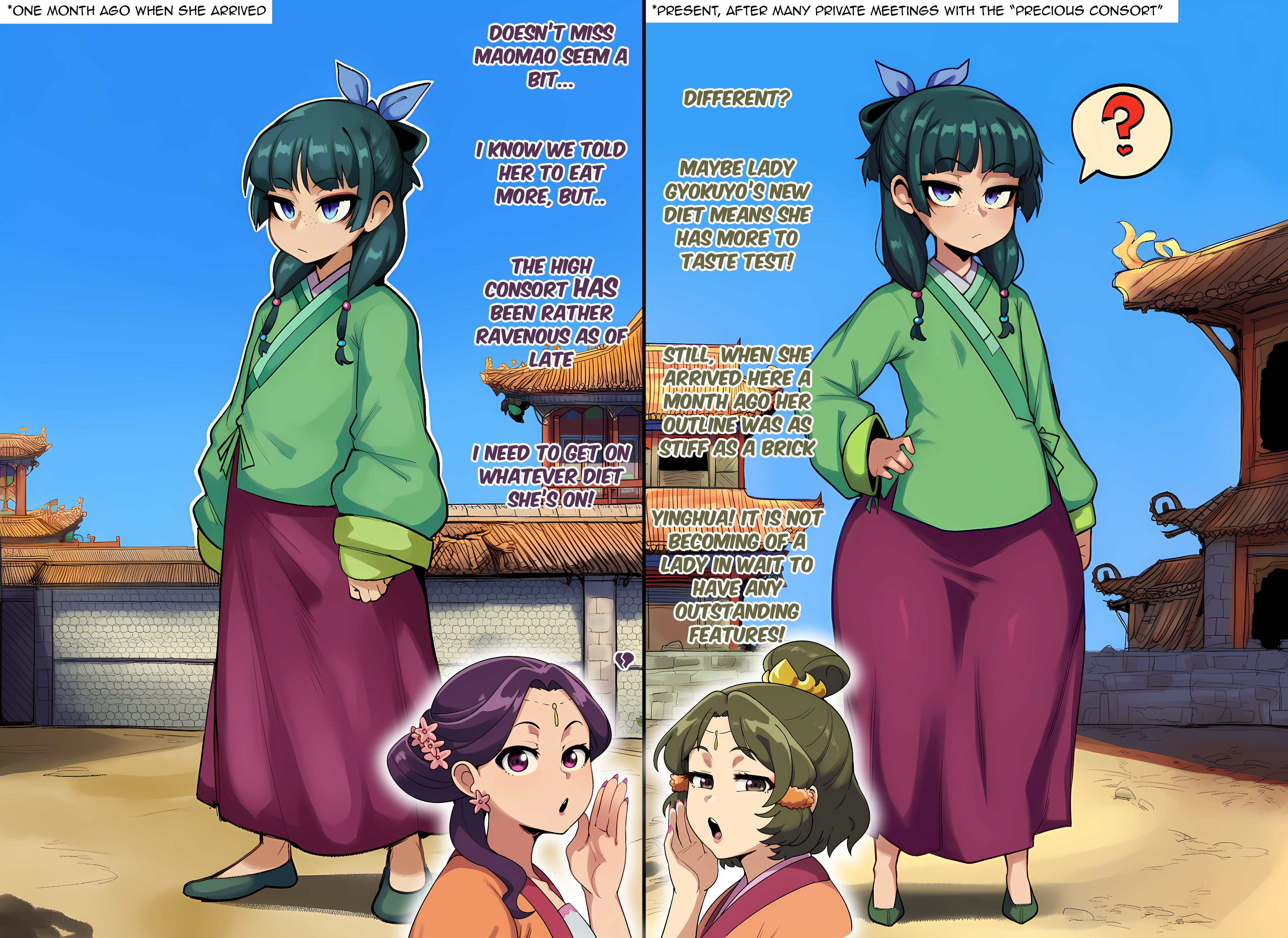 ?, 3girls, ai generated, ass, ass expansion, ass growth, ass growth (enlargement), back view, before and after, big ass, big butt, bottomless, bucket of cum, butt expansion, butt focus, butt growth, curvaceous, curvaceous ass, curvaceous female, curvaceous figure, curvaceous hips, curvaceous thighs, donbeboys, drink, drinking cum, female, female only, green hair, kusuriya no hitorigoto, light-skinned female, maomao (kusuriya no hitorigoto), multiple females, multiple girls, shiny skin, shortstack, thick ass, thick hips, thick legs, thick thighs, thighhighs, thighs, wide ass, wide hips, wide spread legs