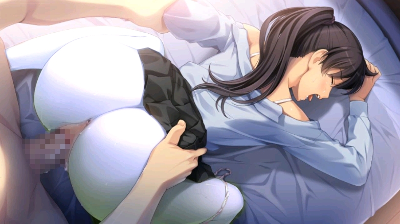 1boy, 1girls, artist request, character request, copyright request, female, male, panty pull, pantyhose, pulling panties, pussy, sex, vaginal penetration, white legwear, white panties, white pantyhose