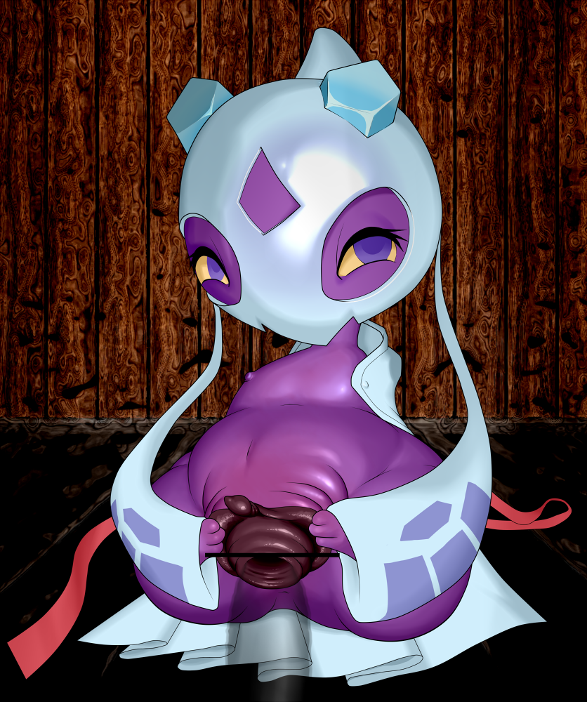 1boy1girl a- censored exposed female froslass furry looking_at_viewer male penetration pokemon purple_skin pussy yukimenoko