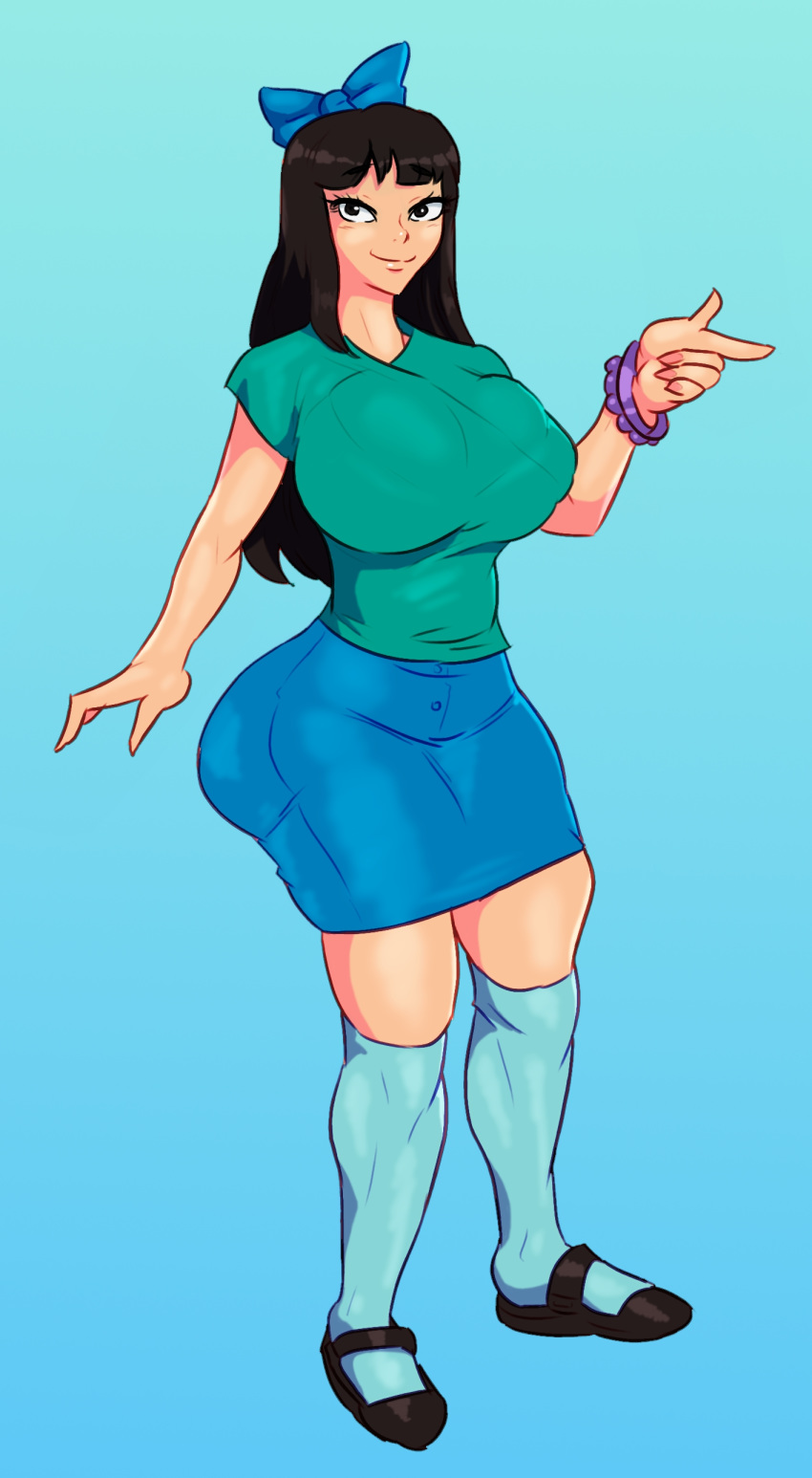 ass, big ass, big breasts, big butt, breasts, brown hair, disney, female, female only, huge ass, huge breasts, huge butt, hyper ass, hyper breasts, jay-marvel, phineas and ferb, shirt, skirt, stacy hirano, tight skirt