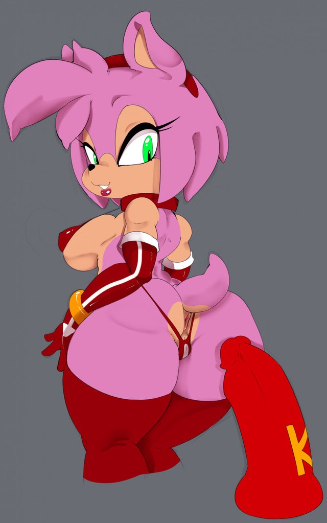 amy_rose anthro anus artist_request assless_panties big_ass big_breasts covered_nipples dildo gloves green_eyes hedgehog imminent_anal imminent_sex mammal pink_fur pink_hair presenting_hindquarters red_dildo revealing_clothes sega sex_toy sonic_(series) thick_thighs thighhighs