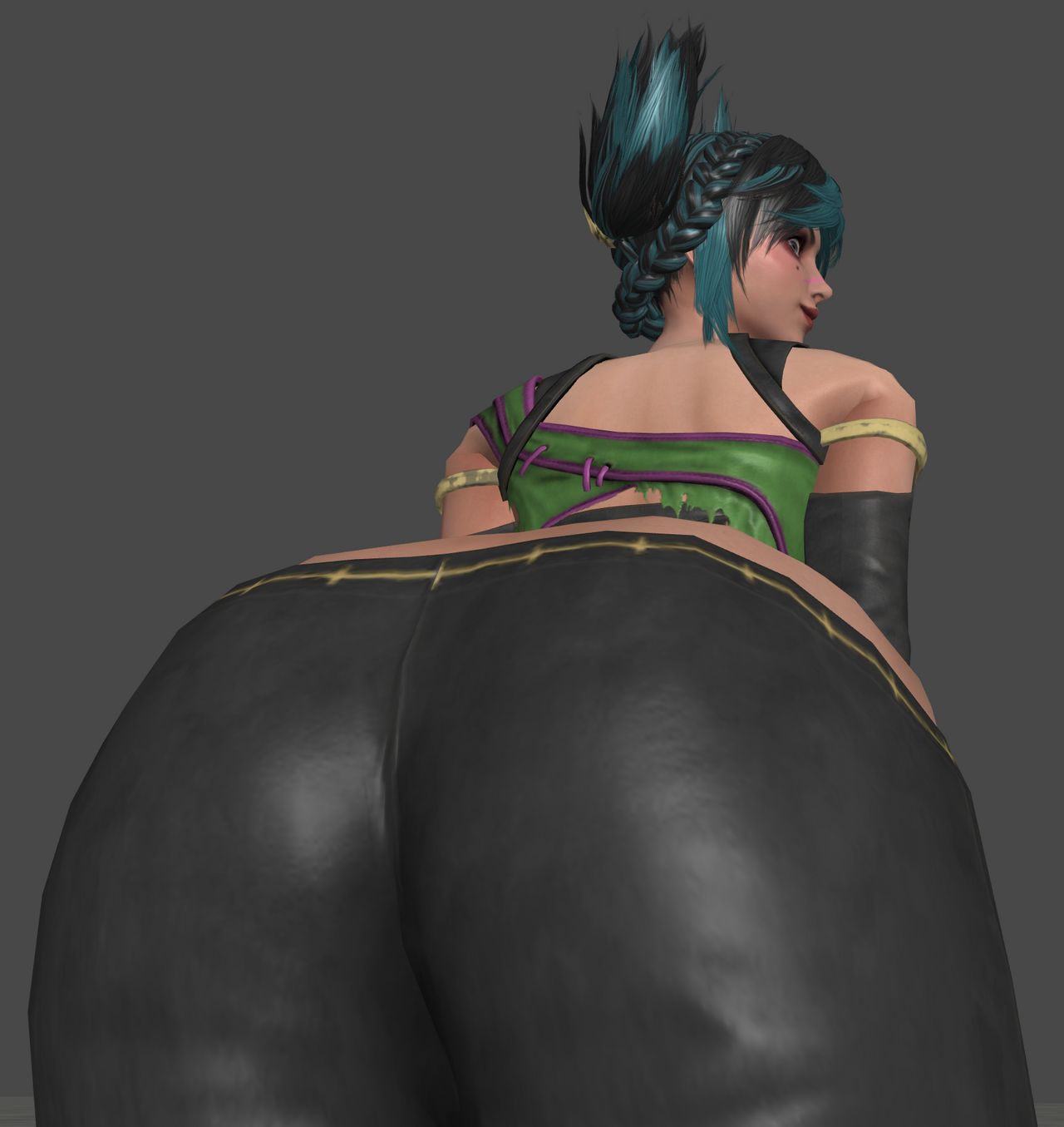 3d beauty_mark big_ass expansion female green_hair soul_calibur tira torn_clothes torn_clothing