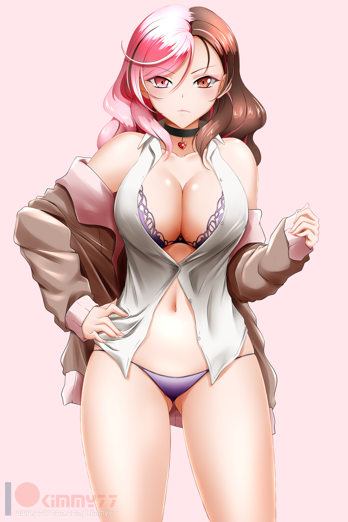 1girls, big breasts, breasts, cleavage, female, female only, kimmy77, large breasts, looking at viewer, neo (rwby), panties, rwby, solo