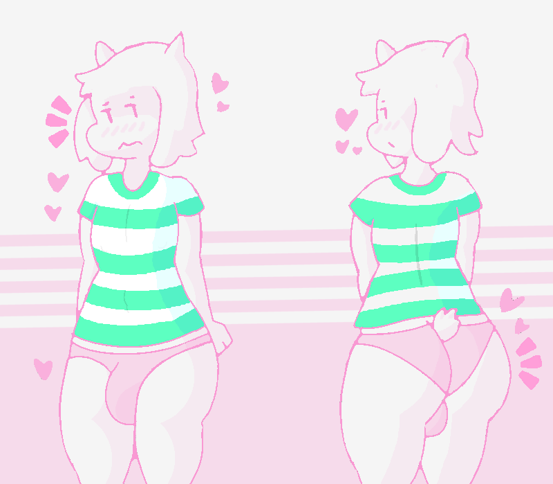 asriel asriel_dreemurr ass backsack bulge cute day flustered heart looking_away looking_back male_only pink_underwear shirt solo solo_male tail thewhitelight undertale underwear white_fur