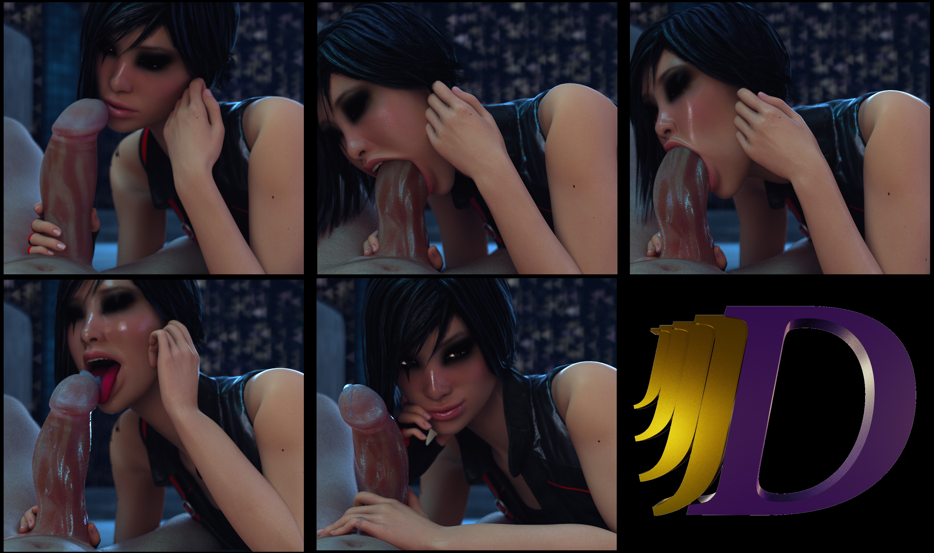 1boy, 1girls, 3d, 3d (artwork), after fellatio, after sex, asian, asian female, bangs, before and after, blender, blue hair, bob cut, brown eyes, closed eyes, collage, cum, cum in mouth, cum on tongue, dark hair, deepthroat, eyes closed, eyeshadow, faceless male, facial tattoo, facing viewer, faith connors, faith connors (mirror's edge catalyst), fellatio, female, jjjjd, large penis, looking at penis, looking at viewer, looking away, looking pleasured, male, male pov, mirror's edge, mirror's edge catalyst, night, penis, penis awe, pov, sex, short hair, shoulder tattoo, straight, tattoo, tattoos, teeth, tongue, tongue out, uncensored