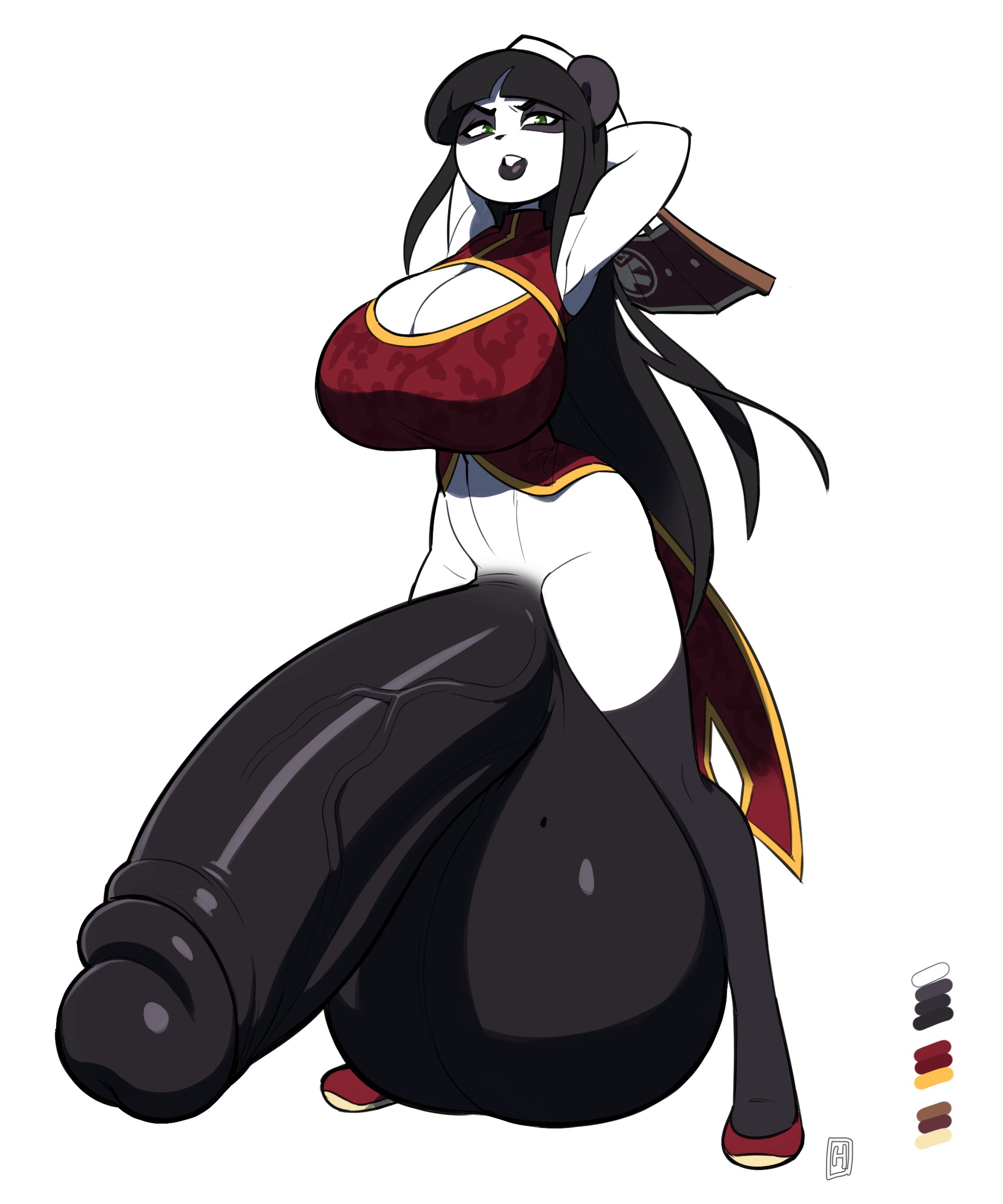 1futa, anthro, balls, big breasts, breasts, cleavage, erection, furry, futa only, futanari, huge balls, huge testicles, hyper balls, hyper penis, hyper testicles, intersex, large breasts, panda, penis, solo, solo futa, testicles, thehelmetguy