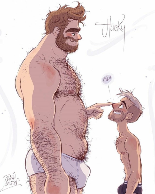 2boys affection arm_hair armpit_hair artist_name artist_signature ass bara beard beefy black_underwear blonde_hair blush body_hair briefs brown_eyes brown_hair bulge chest_hair color couple cute daddy david_gilson digital_media_(artwork) dilf english_text facial_hair gay hairy hairy_legs half_dressed happy happy_trail light_skin looking_at_another looking_up love male male_only manly messy_hair multiple_boys multiple_males muscles muscular nipples nose_boop original_character partially_clothed pecs princekido pubic_hair short size_difference skinny smile sound_effects tall text thick_eyebrows underwear watermark white_background white_underwear